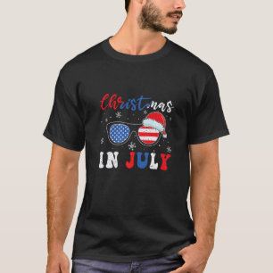 Christmas In July Santa Hat Sunglasses Summer Cele T-Shirt