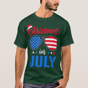 Christmas In July Santa Hat Sunglasses Summer Cele T-Shirt