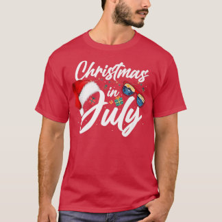 Christmas in July Santa Hat Sunglasses Summer Gift T-Shirt