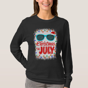 Christmas In July Santa Hat Sunglasses Summer Vaca T-Shirt