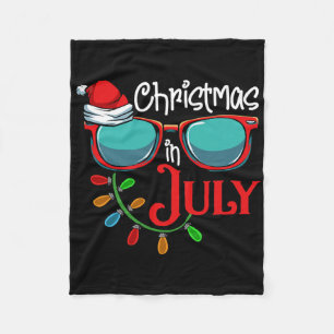 Christmas In July Santa Hat Sungles Summer Celebra Fleece Blanket