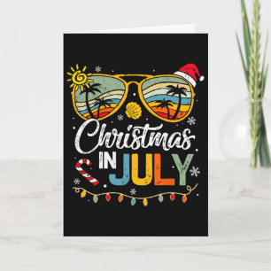Christmas In July Santa Hat Sungles Summer Vacatio Card
