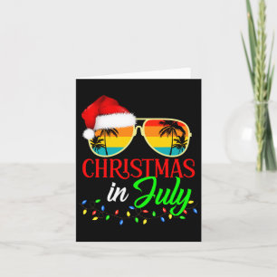 Christmas In July Santa Hat Sungles Summer Vacatio Card