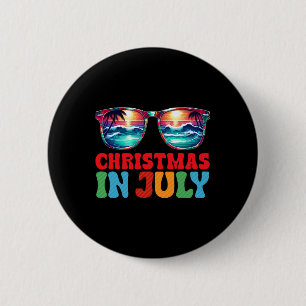 Christmas In July Santa Hat Sungles Tropical Xmas 6 Cm Round Badge