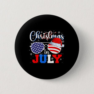 Christmas In July Santa Hat Sungles Usa Flag 4th O 6 Cm Round Badge