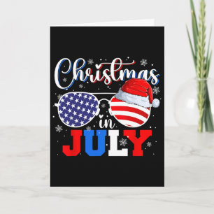 Christmas In July Santa Hat Sungles Usa Flag 4th O Card