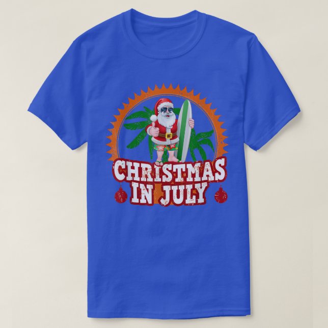 Christmas in July santa hat Xmas, funny Summer mas T-Shirt (Design Front)