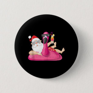 Christmas in July Santa Hawaii Flamingo Summer Vac 6 Cm Round Badge