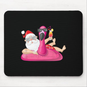 Christmas In July Santa Hawaii Flamingo Summer Vac Mouse Mat