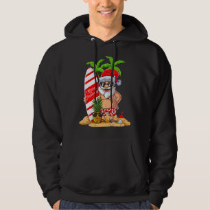 Christmas In July Santa Hawaii Surfing Summer Chri Hoodie