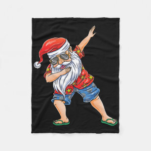 Christmas In July Santa Hawaiian Fleece Blanket