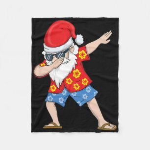 Christmas In July Santa Hawaiian Shirt Fleece Blanket