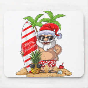 Christmas in July Santa Hawaiian Summer Surf Surfi Mouse Mat