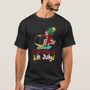 Christmas In July Santa Hawaiian Summer Surf Surfi T-Shirt