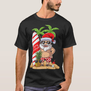 Christmas in July Santa Hawaiian Summer Surf Surfi T-Shirt