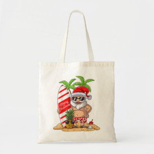 Christmas in July Santa Hawaiian Summer Surf Surfi Tote Bag