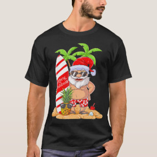Christmas in July Santa Hawaiian Summer Surf T-Shirt