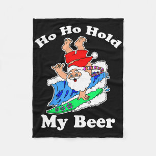 Christmas In July Santa Hawaiian Surfing Fleece Blanket