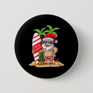 Christmas In July Santa Hawaiian Surfing Gifts Sum 6 Cm Round Badge