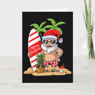 Christmas In July Santa Hawaiian Surfing Gifts Sum Card
