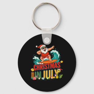 Christmas In July Santa Hawaiian Surfing Gifts Sum Key Ring