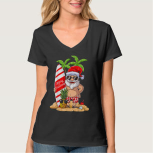 Christmas In July Santa Hawaiian Surfing Summer Su T-Shirt