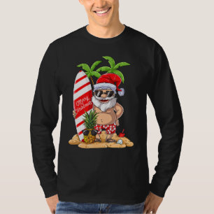 Christmas In July Santa Hawaiian Surfing Summer Su T-Shirt