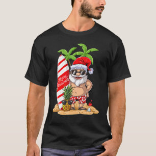 Christmas In July Santa Hawaiian Surfing Summer Su T-Shirt