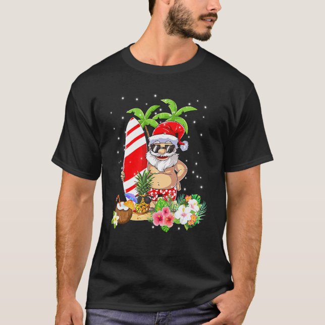 Christmas In July Santa Hawaiian Surfing T Shirt S (Front)