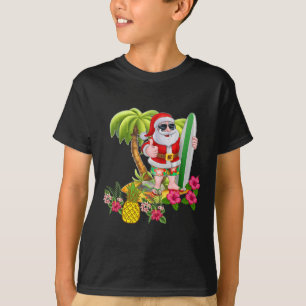 Christmas In July Santa Hawaiian Surfing T Shirt S