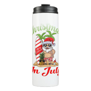Christmas in July Santa Hawaiian Surfing T Shirt Thermal Tumbler
