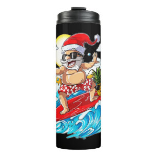 Christmas in July Santa Hawaiian Surfing Thermal Tumbler