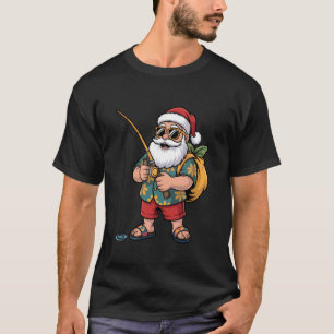 Christmas In July Santa Hawaiian Xmas Fishing T-Shirt