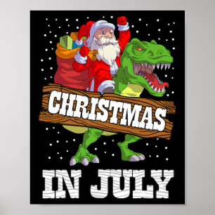 Christmas In July Santa Kids Boys Dinosaur T Rex S Poster