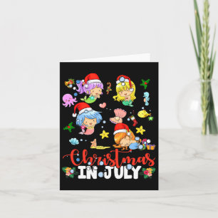 Christmas In July Santa Mermaid Lover Summer Beach Card