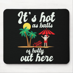 Christmas In July Santa On The Beach With Palm Tre Mouse Mat