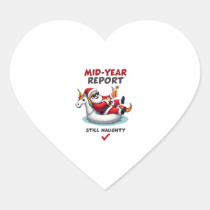 Christmas In July Santa on Unicorn Pool Float Stil Heart Sticker