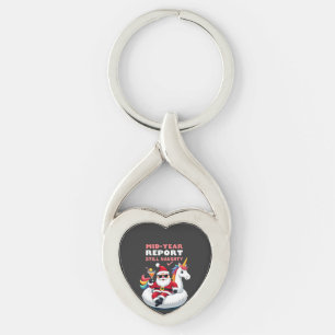Christmas In July Santa on Unicorn Pool Float Stil Key Ring