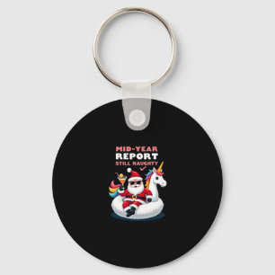 Christmas In July Santa on Unicorn Pool Float Stil Key Ring