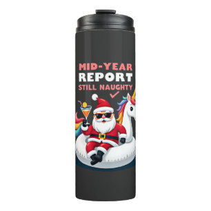 Christmas In July Santa on Unicorn Pool Float Stil Thermal Tumbler