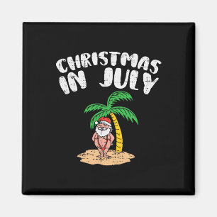 Christmas In July Santa Palm Tree Beach Summer Tro Magnet