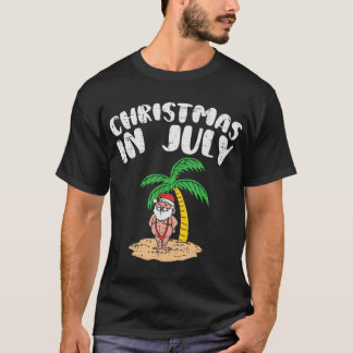Christmas In July Santa Palm Tree Beach Summer Tro T-Shirt