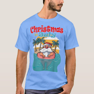 Christmas In July Santa Palm Tree Sun Beach Summer T-Shirt