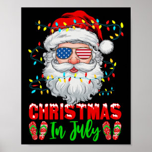 Christmas In July Santa Patriotic Festive Xmas Sum Poster