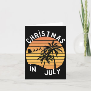 Christmas In July Santa Sledge Sunset Palm Summer Card