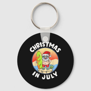 Christmas In July Santa Summer Beach Christmas In Key Ring