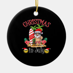 Christmas In July Santa Summer Beach Vacation Ceramic Tree Decoration