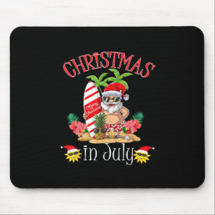 Christmas In July Santa Summer Beach Vacation Mouse Mat