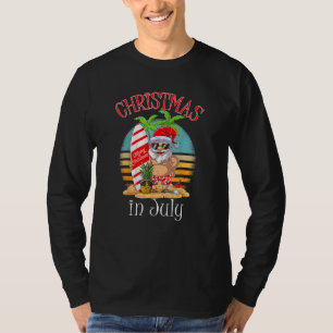 Christmas In July Santa Summer Beach Vacation Surf T-Shirt