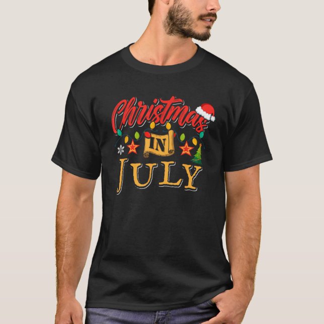 Christmas In July Santa Summer Hawaiian Christmas  T-Shirt (Front)
